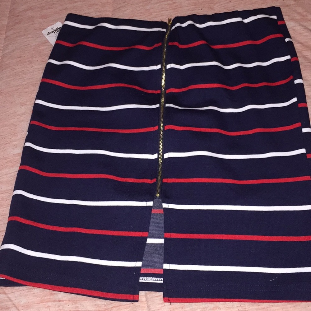 Striped Zip-Up Pencil Skirt
